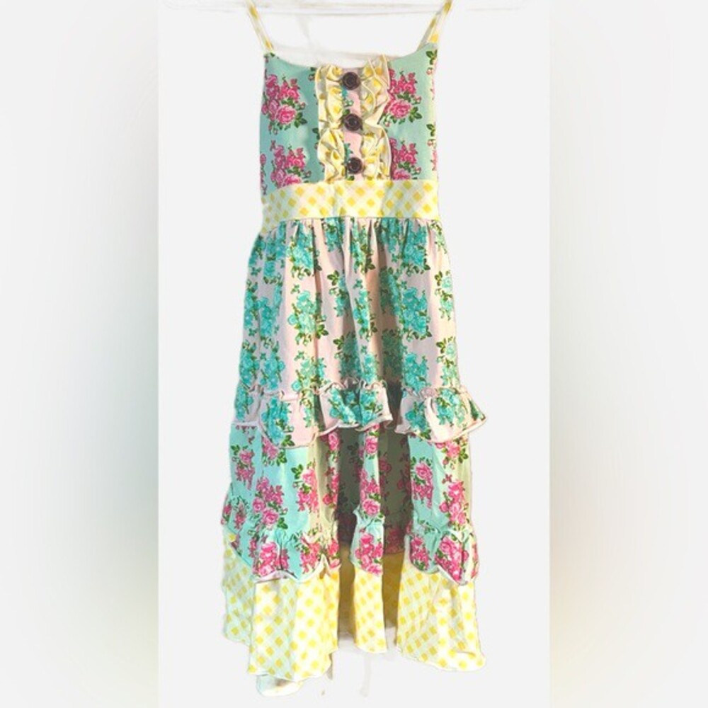 Gorgeous Jane + Jo Floral and Gingham Ruffle Tiered Dress